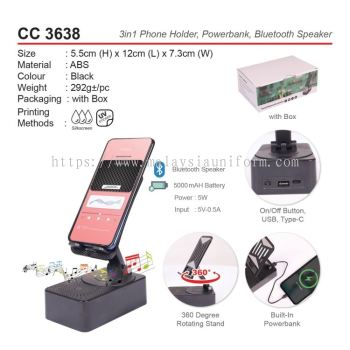 CC 3638 3in1 Phone Holder, Power bank , Bluetooth Speaker