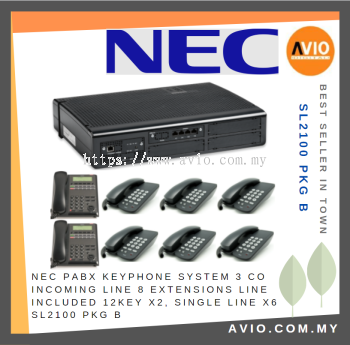 NEC PABX Keyphone System 3 CO Incoming Line 8 Extensions Line include 12Key x2,Single Line x6 SL2100 PKG B