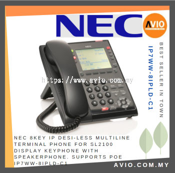 NEC 8 Key IP DESI-LESS Multiline Terminal Phone for SL2100 Display Keyphone with Speakerphone Support POE IP7WW-8IPLD-C1