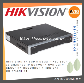 Hikvision 4K 8MP 8 Mega Pixel 16ch 16 Channel IP Network NVR CCTV Security Recorder 4 Hdd Bay DS-7716NI-K4