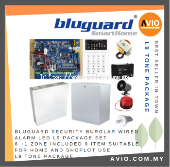 Bluguard Security Burglar Wired Alarm LED L9 TONE PACKAGE Set 8 +1 Zone Include 9 Item Home Shop use L9 Tone Package