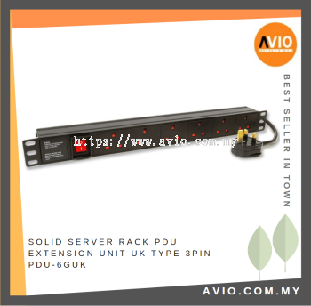 Solid 6 Gang 19" 19 inch Server Rack Mount Power Distribution Unit PDU Extension unit UK Type 3 Pin PDU-6GUK 