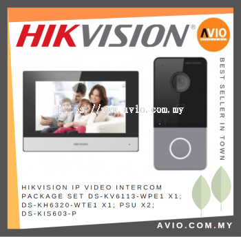 Hikvision IP Video Intercom Package Set DS-KV6113-WPE1 X1, DS-KH6320-WTE1 X1, PSU X2, DS-KIS603-P