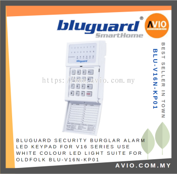 Bluguard Security Burglar Alarm LED Keypad for V16+ V16N V16 Series 16 Zone White Color Suit for Old Folk BLU-V16+-KP01