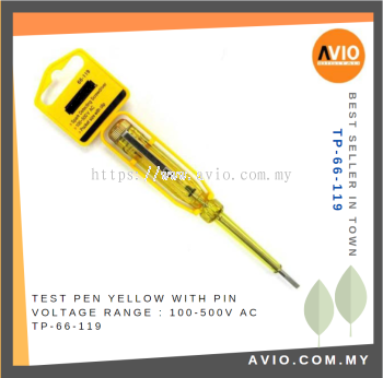Test Pen Yellow with Pin Voltage Range 100 - 500V AC for Electrical and Construction use TP-66-119