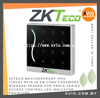 ZKTeco Weatherproof IP65 125KHz RFID ID EM Card Password Wiegand Reader for PROID Series Door Access Control PROID30BE