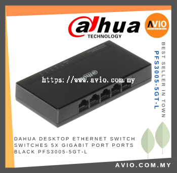 Dahua Desktop 5 Port Ethernet Switch Switches 5x Gigabit Port Ports Black PFS3005-5GT-L