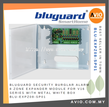 Bluguard Security Burglar Alarm 8 Zone Expander Module for V16 V16N with White Metal Box BLU-EXPZ08-SP01
