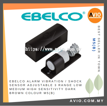 EBELCO Alarm Vibration / Shock Sensor Adjustable Sensitivity 3 Range Low Medium High Dark Brown Color M5(B)