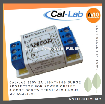 CAL-LAB Callab Cal Lab 230V 2A Lightning Surge Isolator Protector for Power Outlet 3 Core Screw Terminal MD-SC3C(2A)