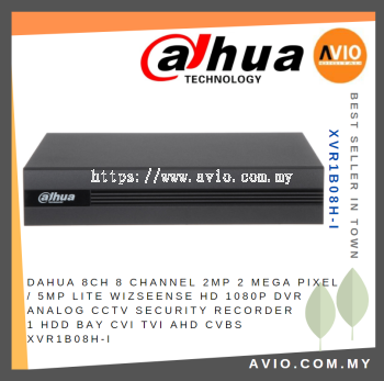 Dahua 8CH 8 Channel 2MP 2 Mega Pixel / 5MP Lite WizSense AI HD DVR Analog CCTV Security Recorder 1 HDD Bay XVR1B08H-I