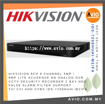 Hikvision 8ch 8 Channel 5MP / 8MP Lite Acusense Analog DVR CCTV Security Recorder 2 Bay HDD TVI CVI 