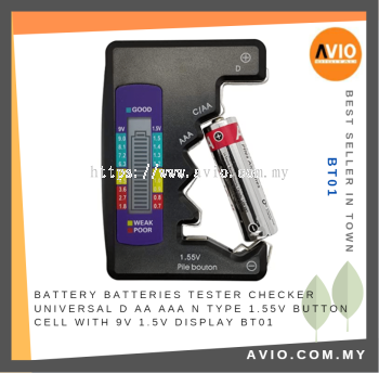 Battery Batteries Tester Checker Universal D AA AAA N Type 1.55V Button Cell with 9V 1.5V Display BT01