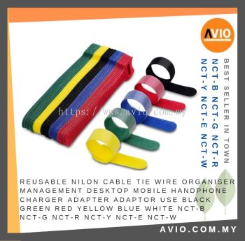 Reusable Nylon Cable Tie Wire Organizer Management Desktop Mobile Handphone Charger Adapter Adaptor use Black NCT-B