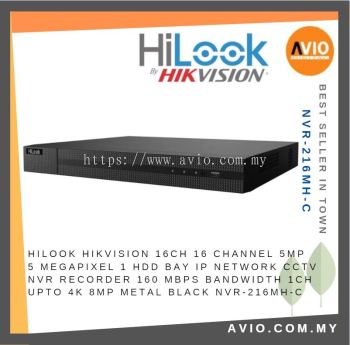 Hilook Hikvision 16ch 16 Channel 5MP / 8MP 4K Lite 2 HDD Bay IP Network CCTV NVR Recorder 160Mbps Metal NVR-216MH-C(C)