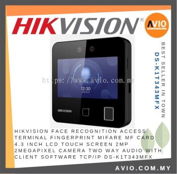 Hikvision Fingerprint Face Recognition Door Access Mifare MF Card 4.3 Touch Screen 2MP Camera 2 Way Audio DS-K1T343MFX
