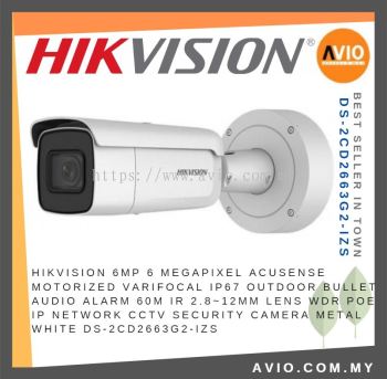 Hikvision 6MP 6 Megapixel Acusense Motorized Varifocal IP67 Bullet Audio Alarm 2.8~12mm IP Network CCTV DS-2CD2663G2-IZS