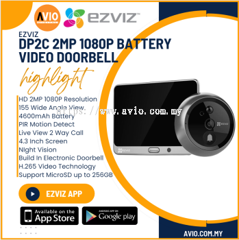 Ezviz Wireless Wifi Video Intercom Doorbell 2MP Camera 15fps Screen MicroSD Card 256GB max Rechargeable Battery DP2C