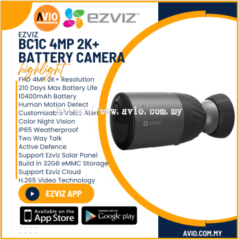 Ezviz Wifi Wireless Battery 4MP 4 Megapixel IP66 Weatherproof Bullet IP Network CCTV Camera Buildin 32GB Memory BC1C 4MP