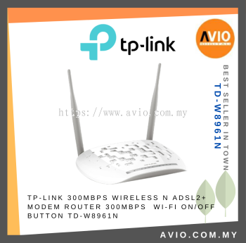 TP-LINK Tp-link 300Mbps Wireless N ADSL2+ Wi-Fi Wifi Modem Router 4x 100m RJ45 LAN Port Access Point Fixture TD-W8961N