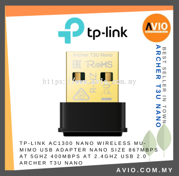 TP-LINK Tplink AC1300 Archer T3U Nano Wireless MU MIMO USB Wifi Adapter 1300Mbps Dual Band 2.4GHz 5GHz Archer T3U Nano