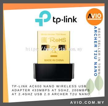 TP-LINK Tplink Archer T2U Nano AC600 633Mbps Wireless Wifi USB Adapter Dual Band 2.4GHz 5GHz USB 2.0 Archer T2U Nano