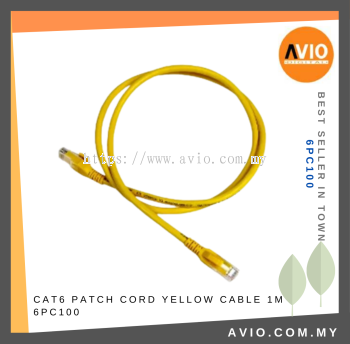 CAT6 Patch Cord Yellow Cable 1m 1 Meter 100cm RJ45 to RJ45 LAN Network Cable Factory Made Reliable Quality 6PC100