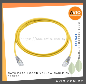 CAT6 Patch Cord Yellow Cable 2m 2 Meter 200cm RJ45 to RJ45 LAN Network Cable Factory Made Reliable Quality 6PC200