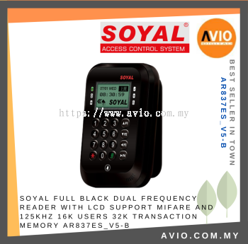 Soyal Door Access RFID MIFARE Black Edge Dual Frequency Keypad Reader LCD Screen Support AR721 16K Users AR837ES_V5-B