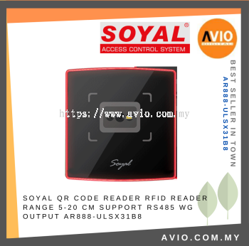 Soyal Door Access RFID QR Code Reader Reading Range 5-20CM Support RS485 Wiegand WG Output Black Color AR888-ULSX31B8