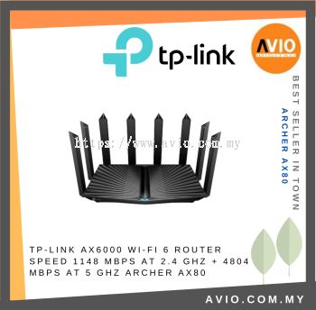 TP-LINK Tplink AX6000 AX80 5952Mbps 8 Antenna Wifi Wi-Fi 6 Gigabit Router Dual Band 1x 2.5G + 3x 1000m LAN Archer AX80