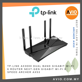 TP-LINK Tplink AX3000 Dual Band 2976Mbps Gigabit 6 Speed Wifi Wi-Fi 6 Router Next-Gen Gigabit RJ45 LAN Port Archer AX53