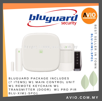 Bluguard W1 Wireless Alarm Package 7 items W1 Main Control Remote Keychain Door Transmitter PIR Sensor BLU-XIM1-SP01