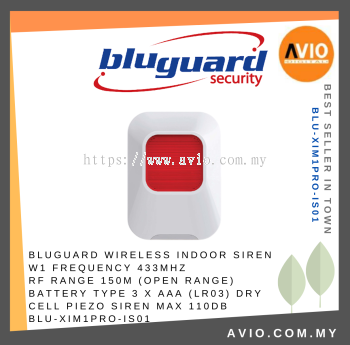 Bluguard Wireless Alarm Wireless Indoor Siren for W1 433MHz Power by 3x AAA Battery 150 Meter Ximple BLU-XIM1PRO-IS01