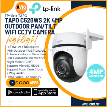 Tapo C510W Outdoor Pan/Tilt Security WiFi Camera, 2K, Full-Color Night