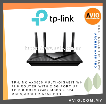 TP-LINK Tplink AX3000 Gigabit Wifi Wi-Fi 6 Router 1x 2.5G 3x 1G Port Dual Band Speed 2976Mbps 4x Antenna Archer AX55 Pro