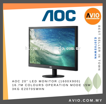 AOC 19.5 20 Inch 60Hz LED Monitor 1600x900 16.7M Color 15W 100x100 Vesa VGA HDMI Port E2070SWHN