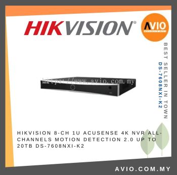 Hikvision 8CH 8 Channel 4K 8MP H.265 1U IP Network NVR Recorder 80Mbps Bandwidth 2x Hdd Bay DS-7608NXI-K2