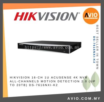 Hikvision 16CH 16 Channel 4K 8MP H.265 1U IP Network NVR CCTV Recorder 160Mbps Bandwidth 2x Hdd Bay DS-7616NXI-K2