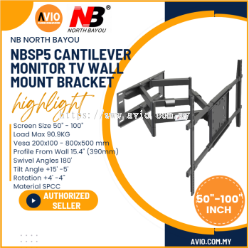 NB North Bayou Original 50"-90" 50 55 60 65 70 75 80 85 90 Inch Cantilever TV Monitor Wall Mount Bracket Rotation NBSP5