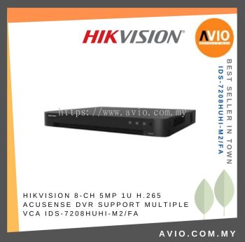 Hikvision 8CH 8 Channel 5MP 5 Megapixel 1U H.265 Analog CCTV DVR Recorder AcuSense 2 Hdd Bay TVI CVI iDS-7208HUHI-M2/FA