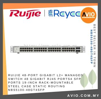 RUIJIE 48-Port Gigabit L2+ Managed Switch 48 Gigabit RJ45 Ports4 SFP Ports 19-inch Rack-mountable Steel Case Static Routing NBS5100-48GT4SFP