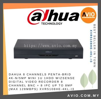 Dahua 8CH 8 Channel 4K 8MP Lite / 5MP 5 Megapixel 1U Wizsense Analog CCTV DVR Recorder 1 Hdd Bay AI XVR5108HE-4KL-I3