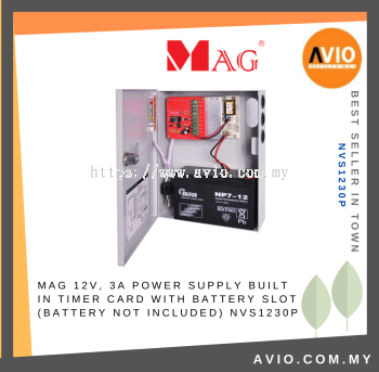MAG 12V, 3A Power Supply Built In Timer Card with Battery Slot (Battery Not Included) NVS1230P
