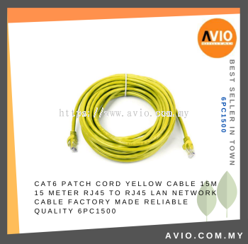 CAT6 Patch Cord Yellow Cable 15m 15 Meter RJ45 to RJ45 LAN Network Cable Factory Made Reliable Quality 6PC1500
