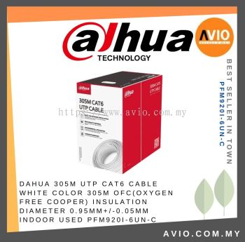 DAHUA 305m UTP CAT6 Cable White Color 305M OFC(Oxygen Free Cooper) Insulation Diameter 0.95mm+/-0.05mm Indoor used PFM920I-6UN-C
