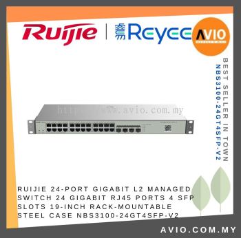RUIJIE 24-Port Gigabit L2 Managed Switch 24 Gigabit RJ45 Ports 4 SFP Slots 19-inch Rack-mountable Steel Case NBS3100-24GT4SFP-V2