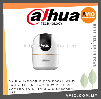 DAHUA INDOOR FIXED-FOCAL WI-FI PAN & TITL NETWORK WIRELESS CAMERA BUILT IN MIC & SPEAKER H3A