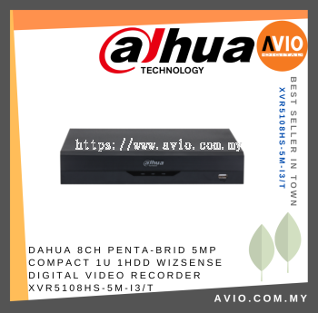 Dahua 8CH Penta-Brid 5MP Compact 1U 1HDD Wizsense Digital Video Recorder XVR5108HS-5M-I3/T