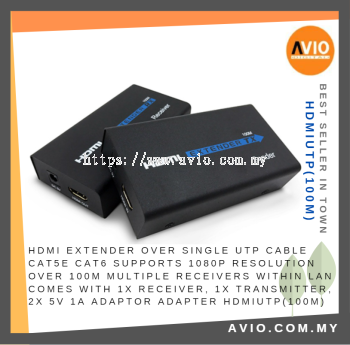 HDMI Extender over Single UTP Cable Cat5e Cat6 1080P 100M 100 METER 1x Transmitter 1x Receiver 2x Adaptor HDMIUTP(100M)